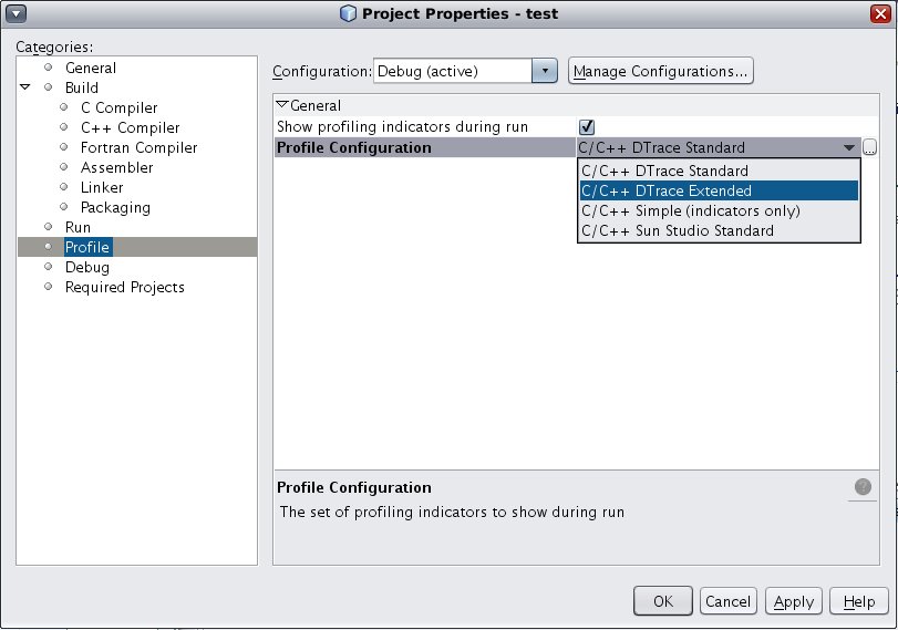 NetBeans IDE 6.8 с C/C++ Pack. Свойства Проекта. Выбор профайлера (Profile Configuration).